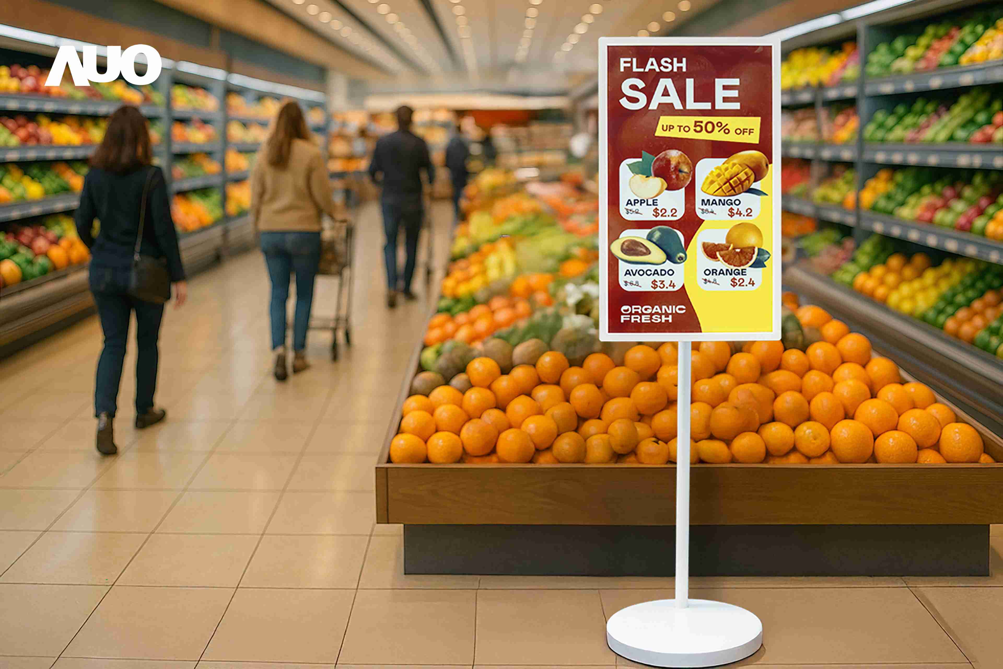 达擎首亮相低功耗、、、全彩的〝aecoPost电子纸解决方案〞，，，仅在更新画面时需要微量的电力驱动，，无需布建电线的便捷设计，，，使其可灵活应用、、随意置放，，，，并可透过云端或行动装置app，，，轻松管理及排程广告内容，，晋升店头营销利器。。